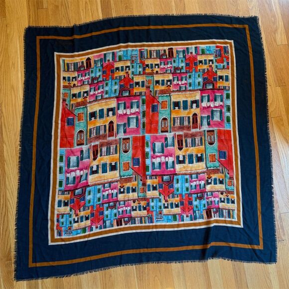 Martina Vidal Venice Multicolor Scarf Shawl cashmere silk Italy Oversize 51” - Picture 1 of 6